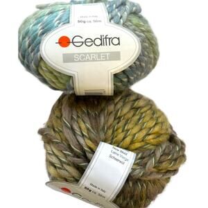 Gedifra SCARLET Acrylic Wool Bulky Italian Yarn | 1810 Green Blue, 1869 Brown